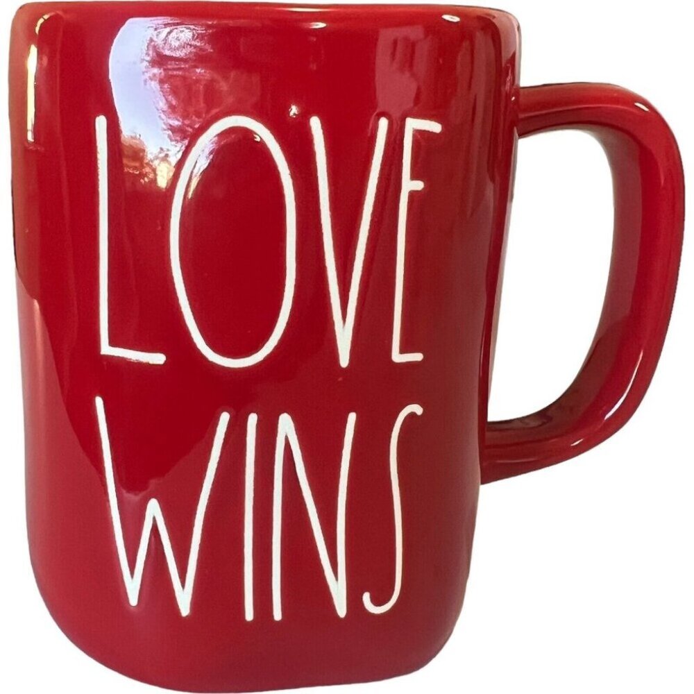 Rae Dunn LOVE WINS Coffee Mug Valentine Coffee Cocoa 16oz Dishwasher Safe